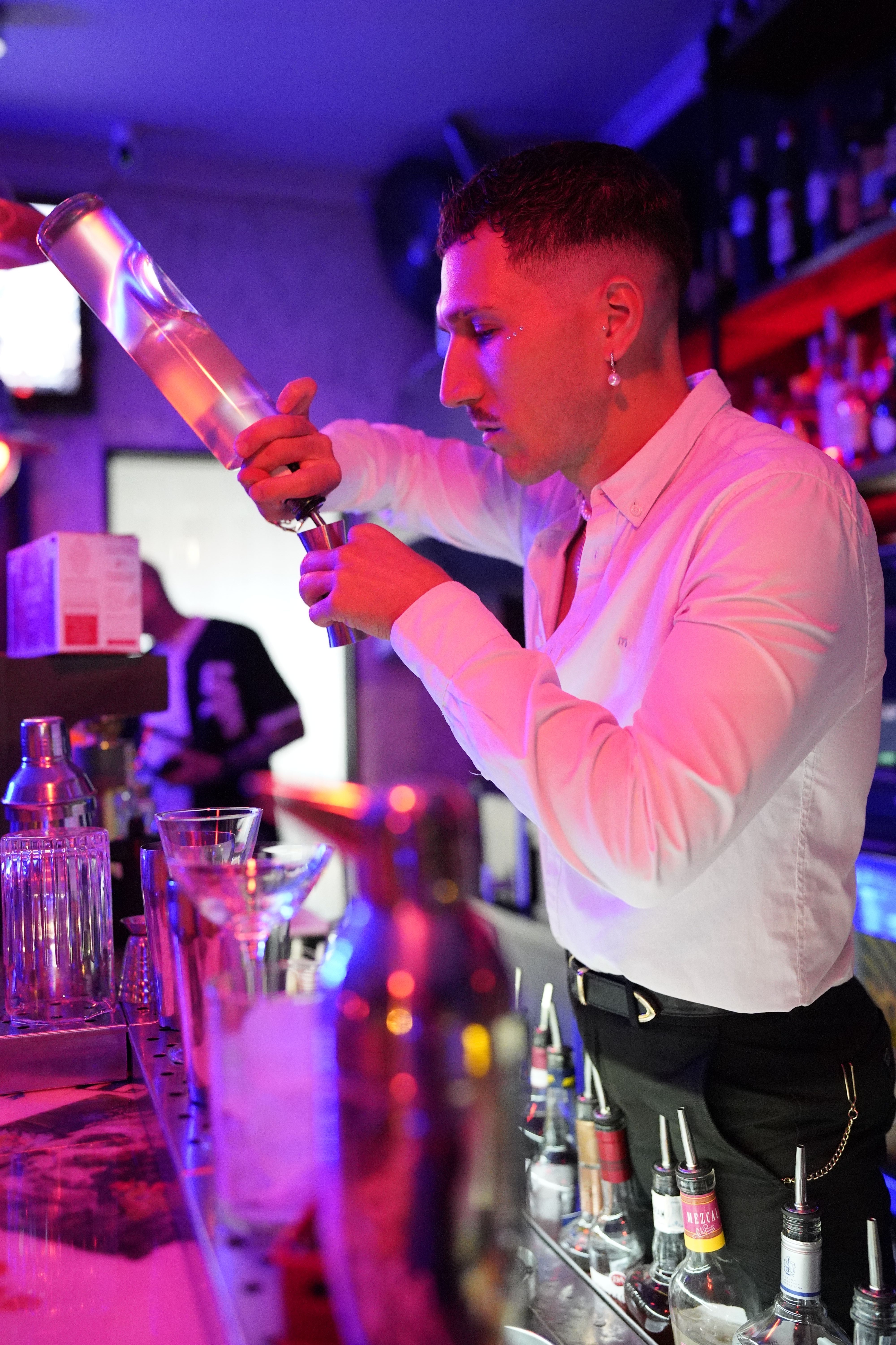 Bartender preparing cocktails