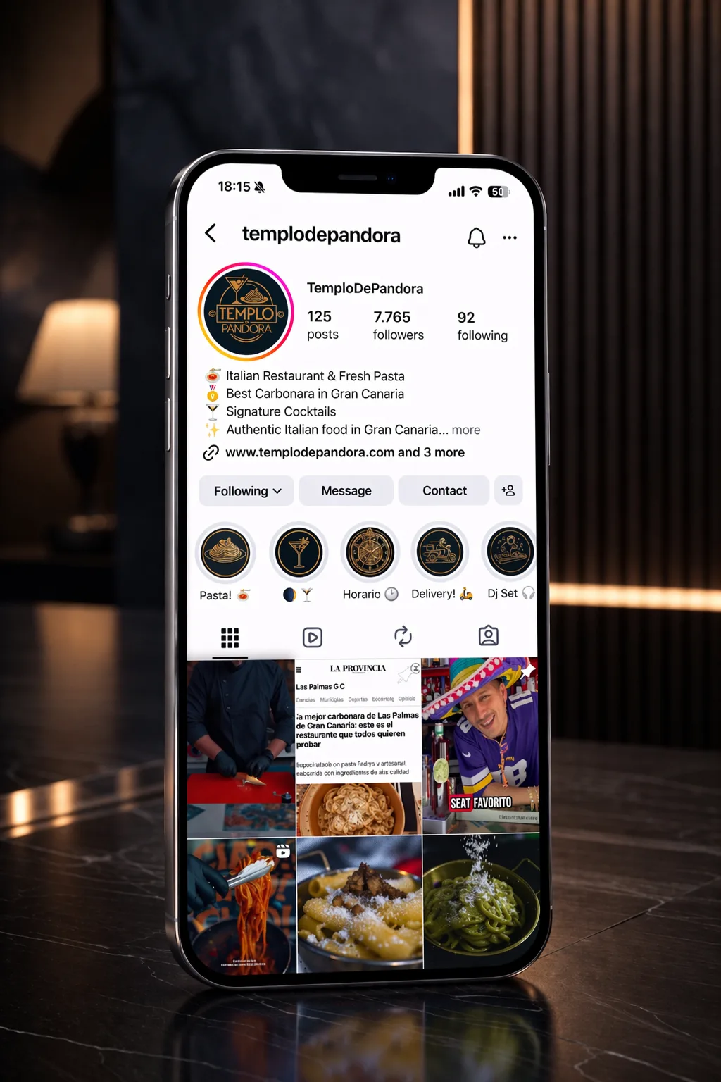 Templo de Pandora Instagram profile