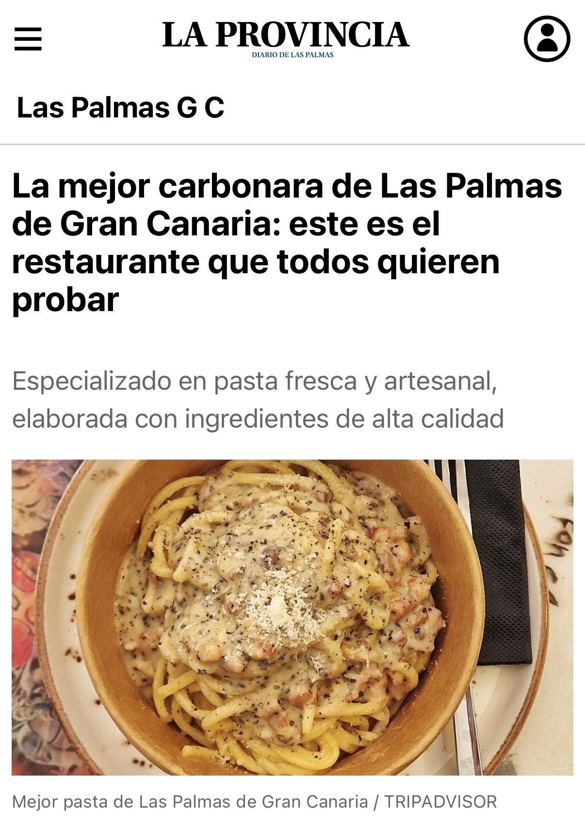La Provincia article about Templo de Pandora